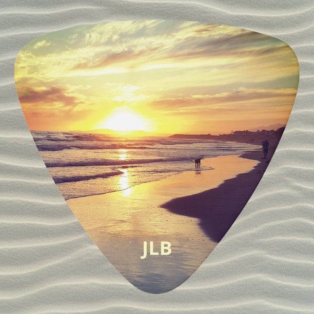 Sunset Dog in Surf at Beach Guitar Pick (Creator Uploaded)