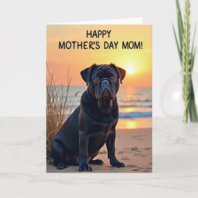 Sunset Dog Mothers Day Mom Card (Front)
