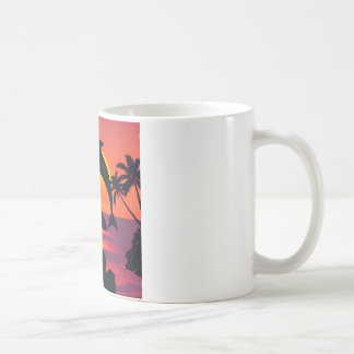 Sunset Dolphin and Surfer Tropical Beach Coffee Mu Mug