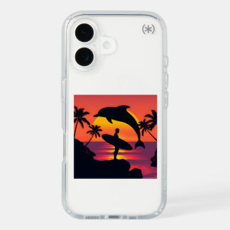 Sunset Dolphin and Surfer Tropical Beach Phone Cas iPhone 16 Case