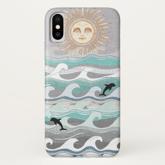 sunset dolphin waves Case-Mate iPhone case (Back)