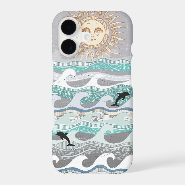 sunset dolphin waves Case-Mate iPhone case (Back)
