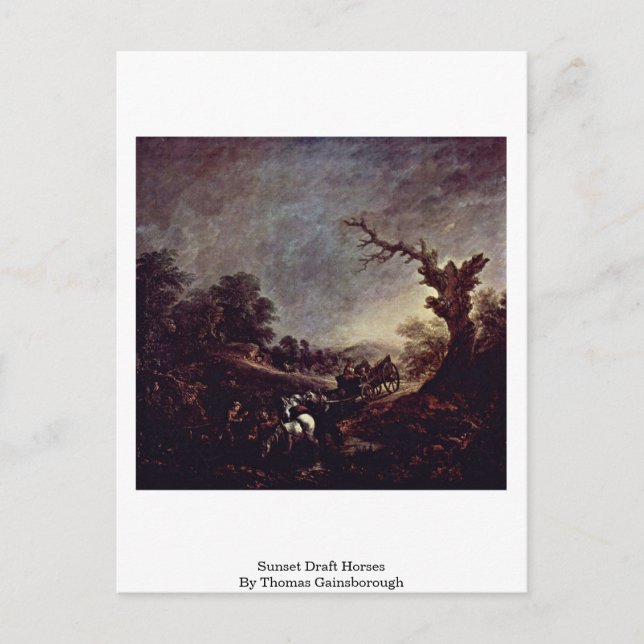 Sunset Draft Horses By Thomas Gainsborough Postcard (Front)