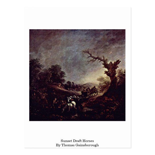 Sunset Draft Horses By Thomas Gainsborough Postcard
