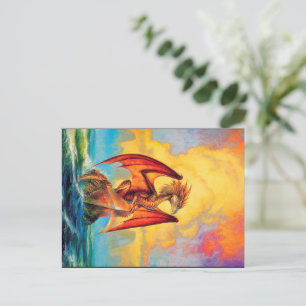 Sunset Dragon Postcard – Magical Fantasy Art