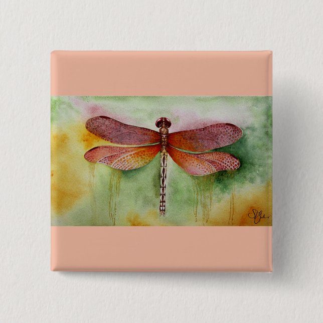 Sunset Dragonfly Button (Front)