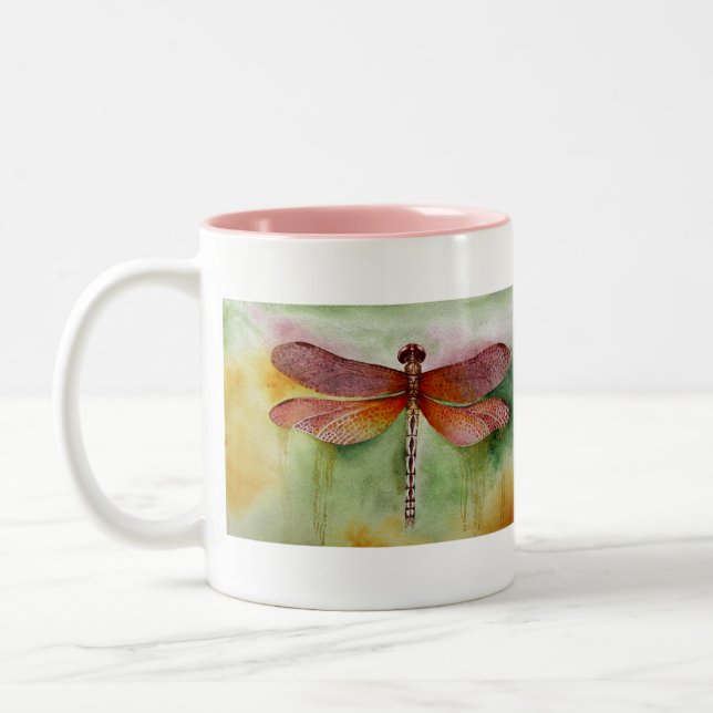 Sunset Dragonfly Two-Tone Coffee Mug (Left)