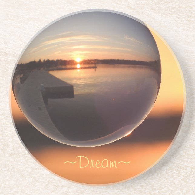 Sunset Dream Crystal Ball Sandstone Coaster (Front)