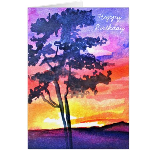 Sunset Dreaming landscape watercolor art