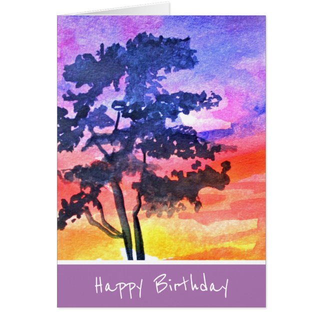 Sunset Dreaming landscape watercolor art Cards (Front)