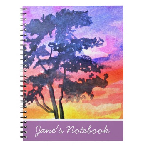Sunset Dreaming landscape watercolor art Notebook