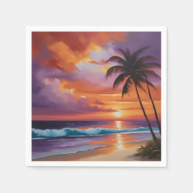 Sunset Dreams Tropical Beach Napkins (Front)