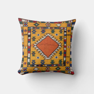 Sunset Dreams" Turkish Yellow Kilim Pillows: Throw Pillow