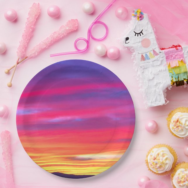 Sunset Dreams: Vibrant Paper Plates (Party)