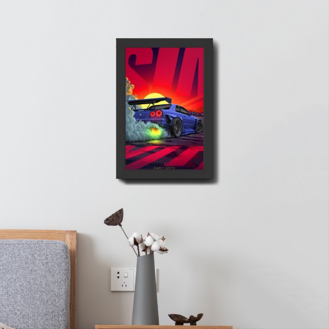 Sunset Drift Nissan GTR R34 Poster  (Bedside)