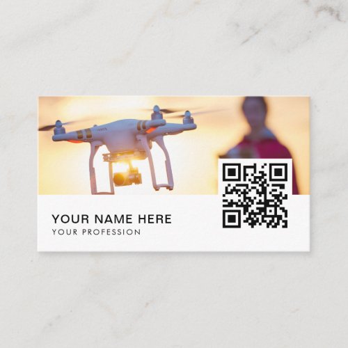 Sunset Drone pilote QR Code  Business Card