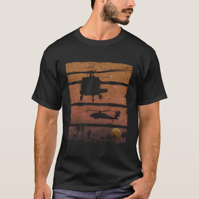 Sunset Dustoff Uh-60 Blackhawk Medevac Helicopter  T-Shirt (Front)