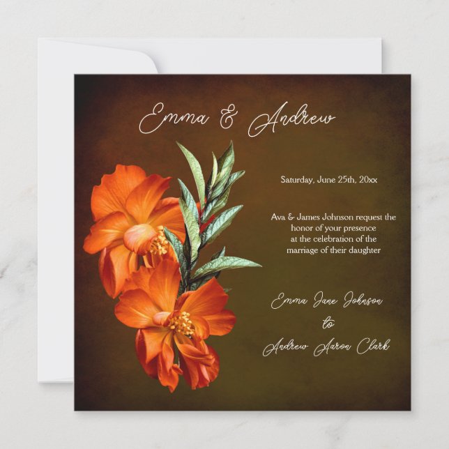Sunset Eclectic Floral Wedding Invitation (Front)