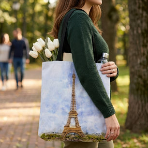 Sunset Eiffel Tower Paris French Watercolor Tote Bag