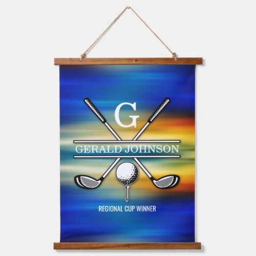 Sunset Elegant Golf Monogram Design Hanging Tapestry
