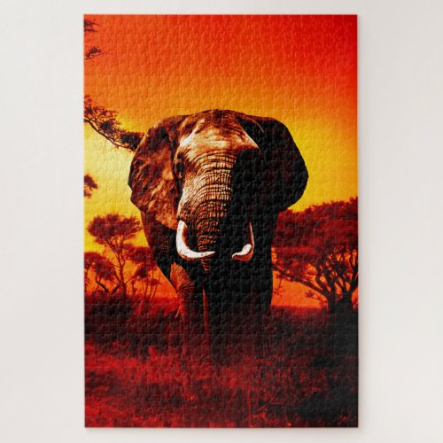 Sunset Elephant Jigsaw Puzzle