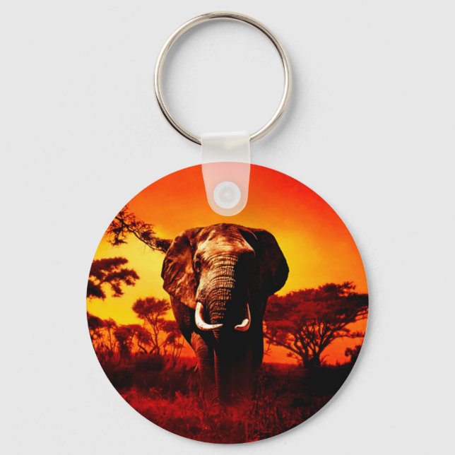 Sunset Elephant Keychain (Front)