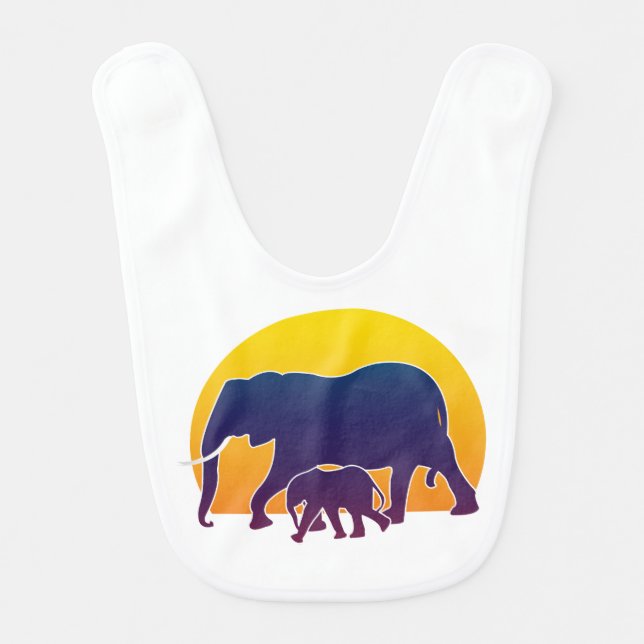Sunset Elephants Baby Bib (Front)