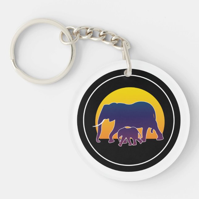 Sunset Elephants Keychain (Front)