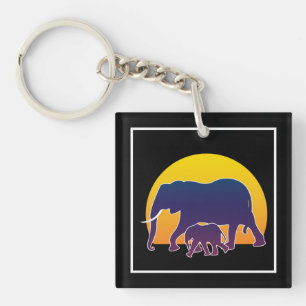 Sunset Elephants Keychain