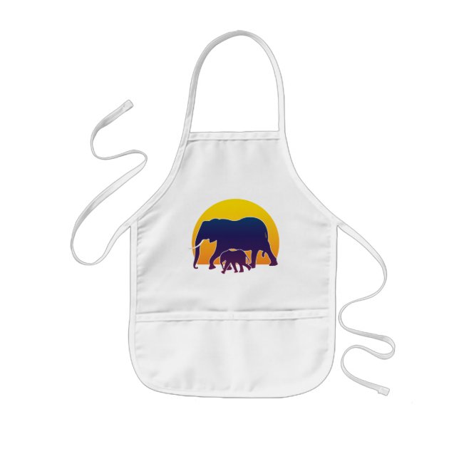 Sunset Elephants Kids' Apron (Front)