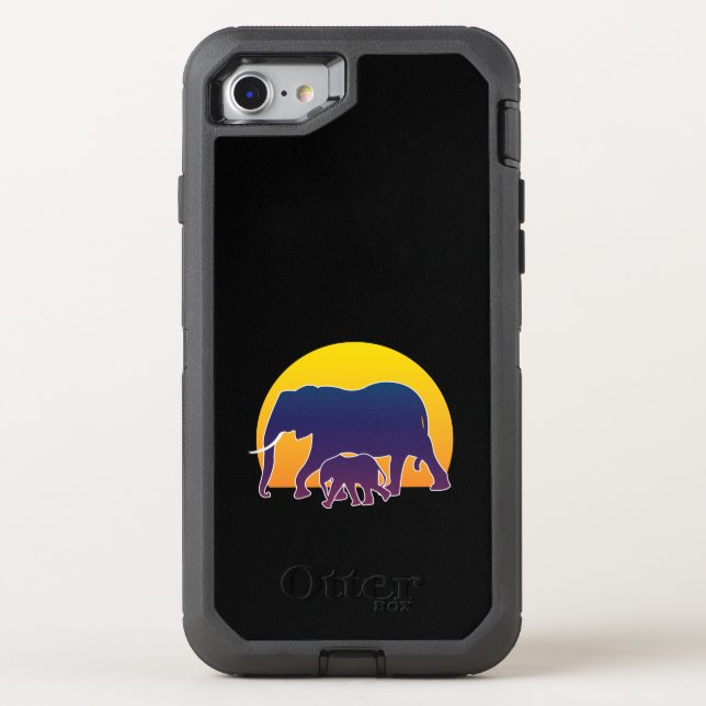 Sunset Elephants Otterbox iPhone Case (Back)