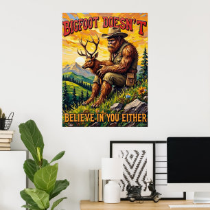 Sunset Embrace: Sasquatch and the Gentle Fawn Poster
