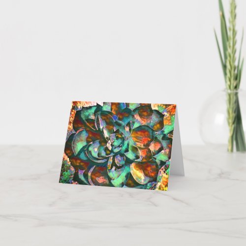 Sunset Emerald Flower Note Card Blank Inside