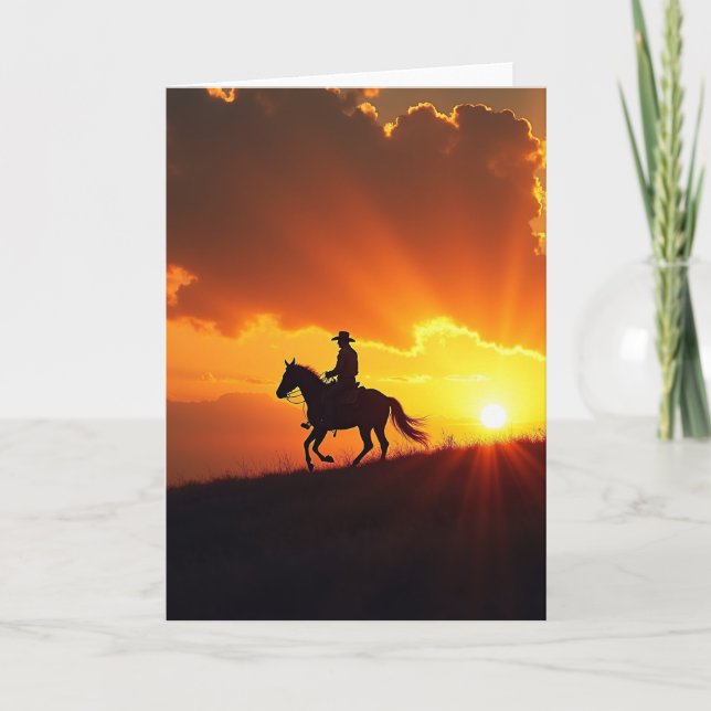 Sunset Equestrian Fathers Day Card (Front)