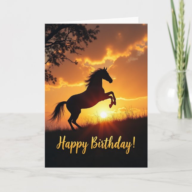 Sunset Equine Birthday Card (Front)