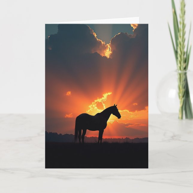 Sunset Equine Silhouette Birthday Card (Front)