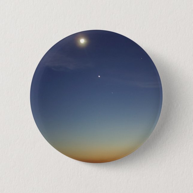 Sunset Evening Moon Stars Button (Front)