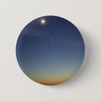 Sunset Evening Moon Stars Button