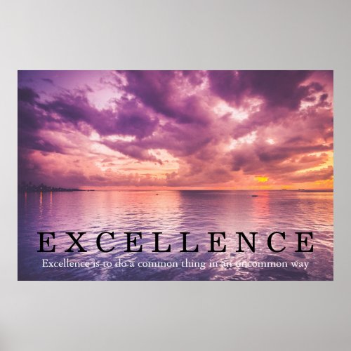 Sunset Excellence Quote Inspirational Poster