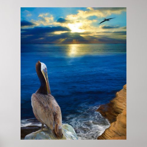 SUNSET EYES OF A PELICAN POSTER