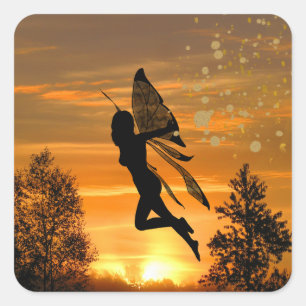 Sunset Fairy Square Sticker