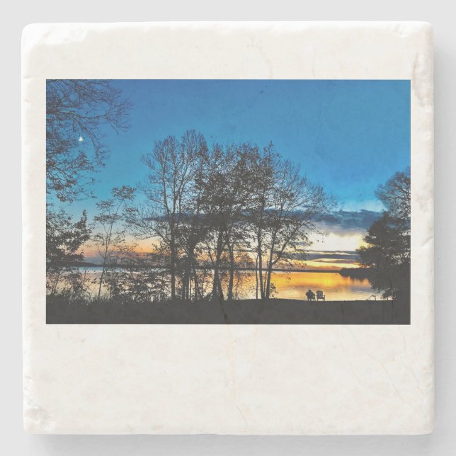 Sunset, Fall, Lake Monona Stone Coaster (Front)