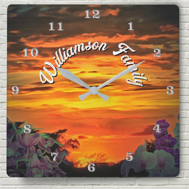 Sunset Family 2584 Square Wall Clock (Creator Uploaded)