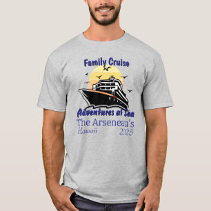 Sunset Family Cruise Blue On Grey PERSONALIZE T-Shirt