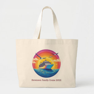 Sunset Family Name Vacation Cruise Ship Keepsake Large Tote Bag