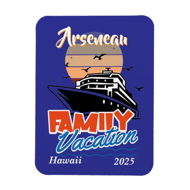 Sunset Family Vacation Blue Personalize Magnet (Vertical)