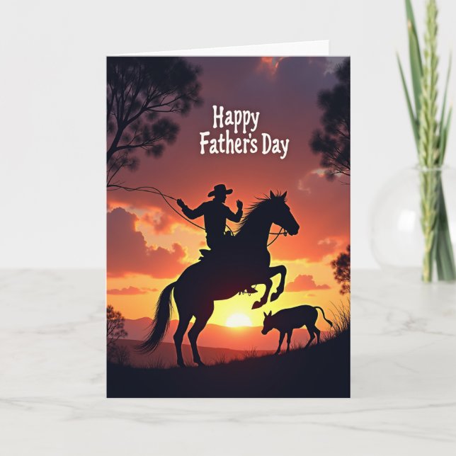 Sunset Fathers Day Silhouette Card (Front)
