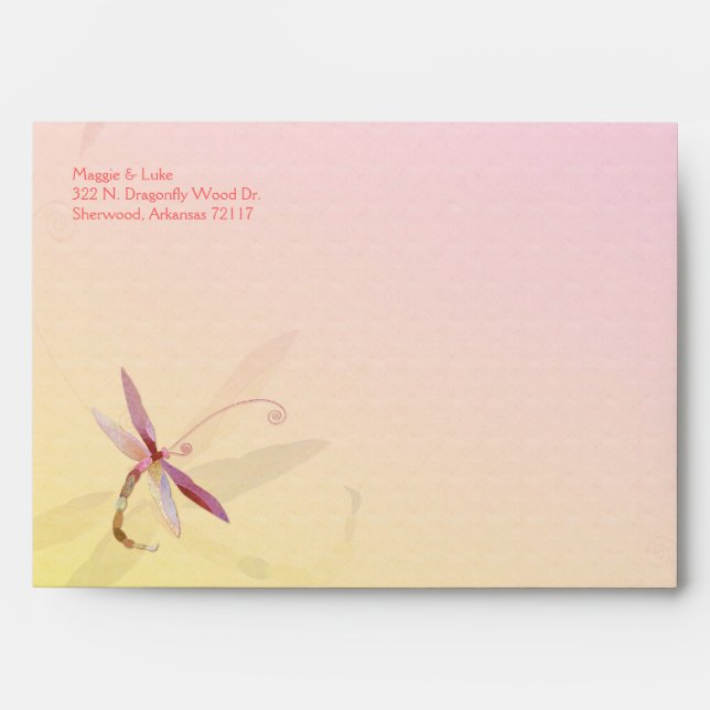 Sunset Field Dragonfly Wedding Invitation Envelope (Front)