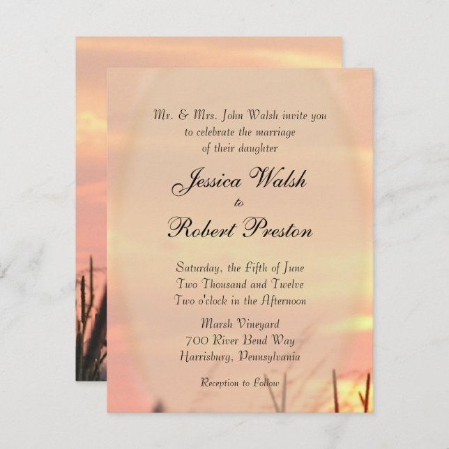 Sunset Field Wedding Invitation (Front/Back)