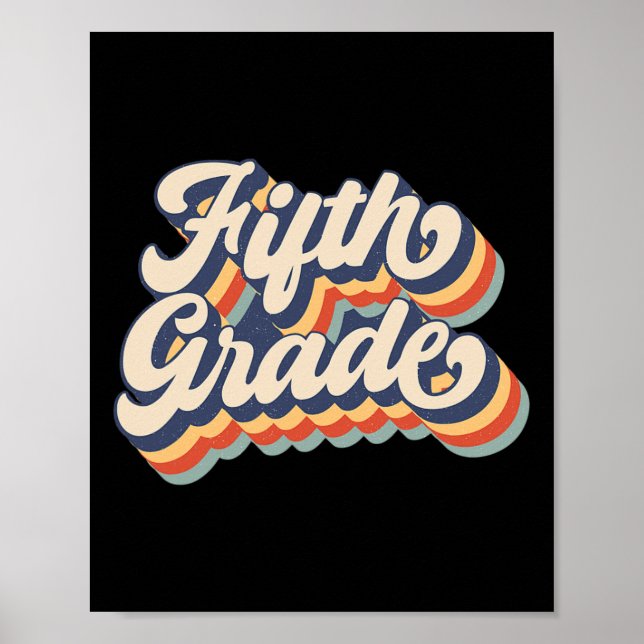 Sunset Fifth Grade Teacher And Student Back To Sch Poster (Front)